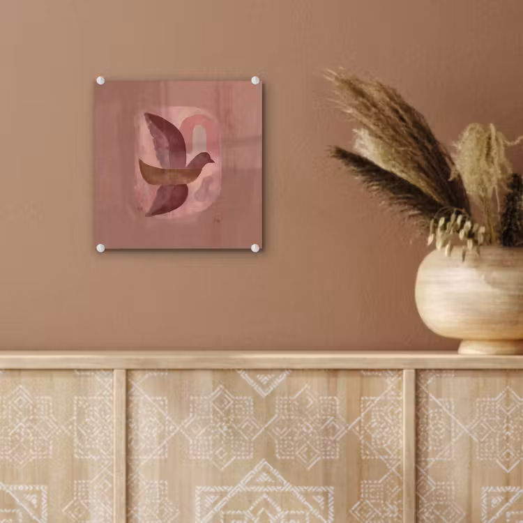 Illustratie - Vogels - Abstract - Roze plexiglas 5mm klein -sfeer5