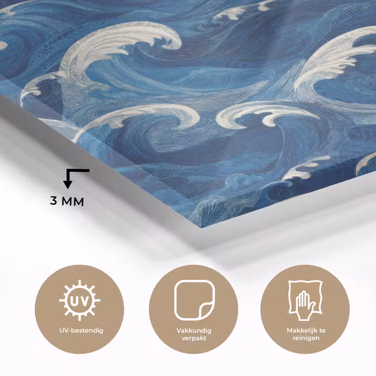 Japans - Oceaan - Golven - Blauw plexiglas 5mm klein 11 -sfeer2