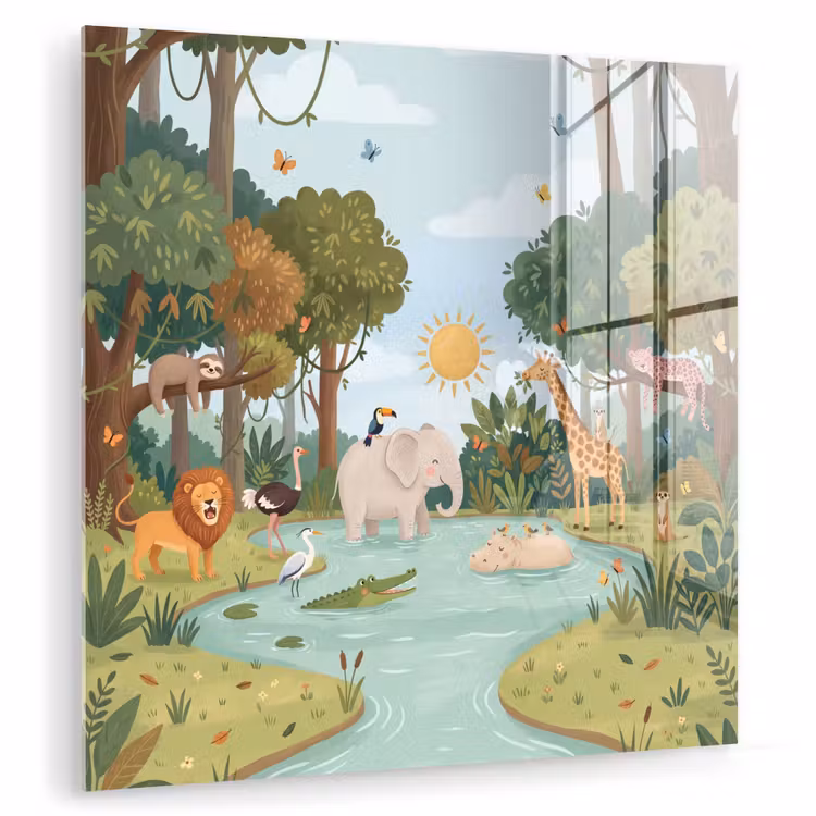 Jungle - Oase - Dieren - Kleurrijk plexiglas 5mm klein -zzzproduct_nieuw