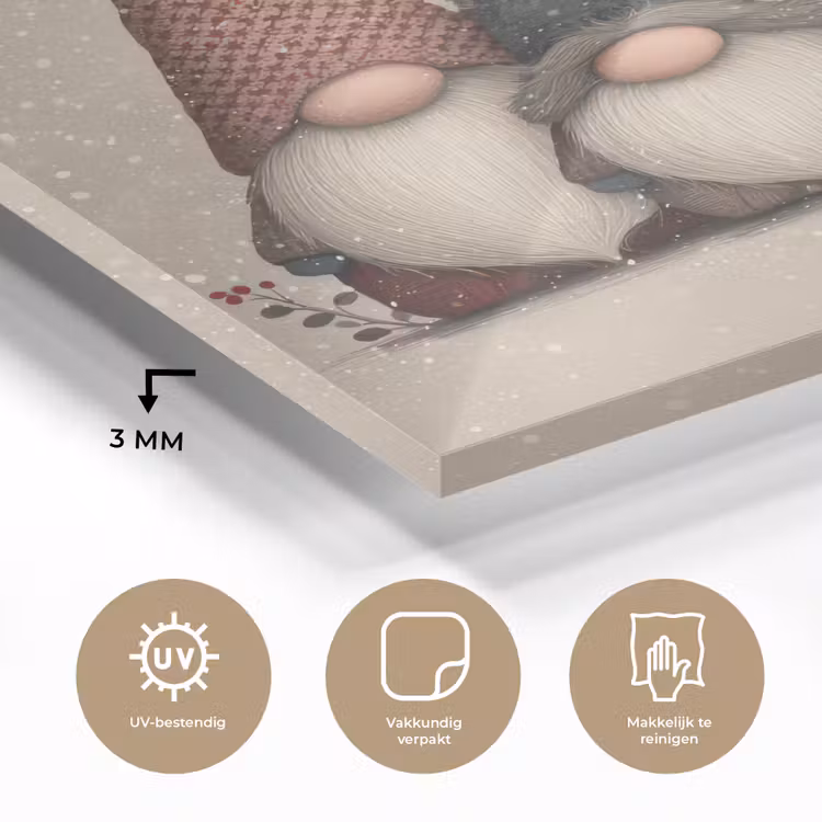 Kabouters - Kerst - Sneeuw - Puntmutsen plexiglas 5mm klein -sfeer2