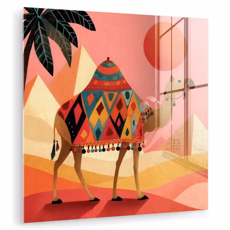 Kameel - Pyramides - Rode zon plexiglas 5mm klein -zzzproduct_nieuw