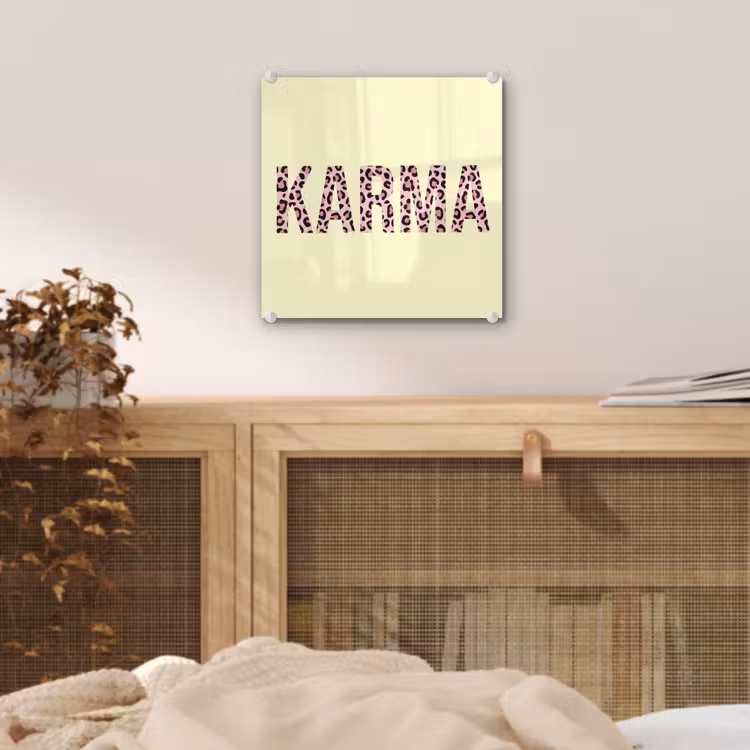 Karma - Luipaardprint - Geel plexiglas 5mm klein -sfeer4