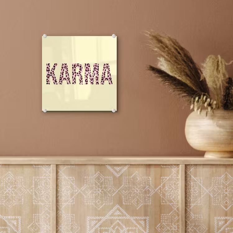 Karma - Luipaardprint - Geel plexiglas 5mm klein -sfeer5