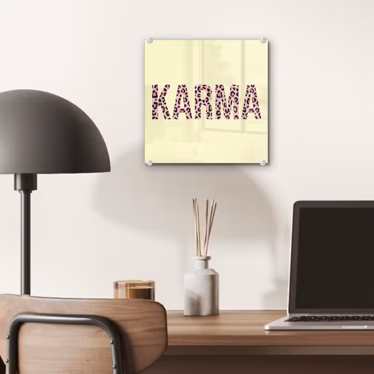 Karma - Luipaardprint - Geel plexiglas 5mm klein -sfeer6