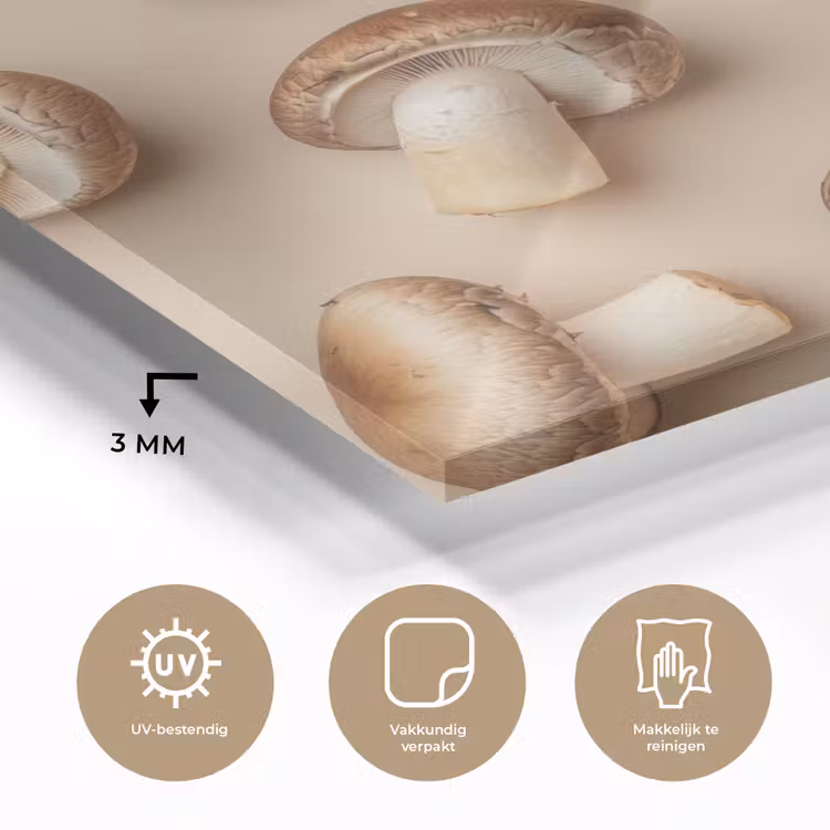 Kastanje Champignons - Beige plexiglas 5mm klein -sfeer2