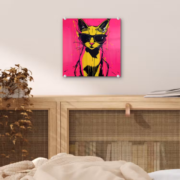 Kat - Art - Zonnebril - Roze plexiglas 5mm klein -sfeer4