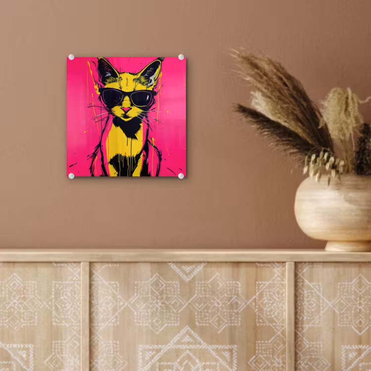Kat - Art - Zonnebril - Roze plexiglas 5mm klein -sfeer5