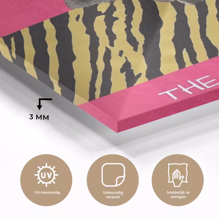 Kat - Baas - Roze - Tijgerprint plexiglas 5mm klein -sfeer2