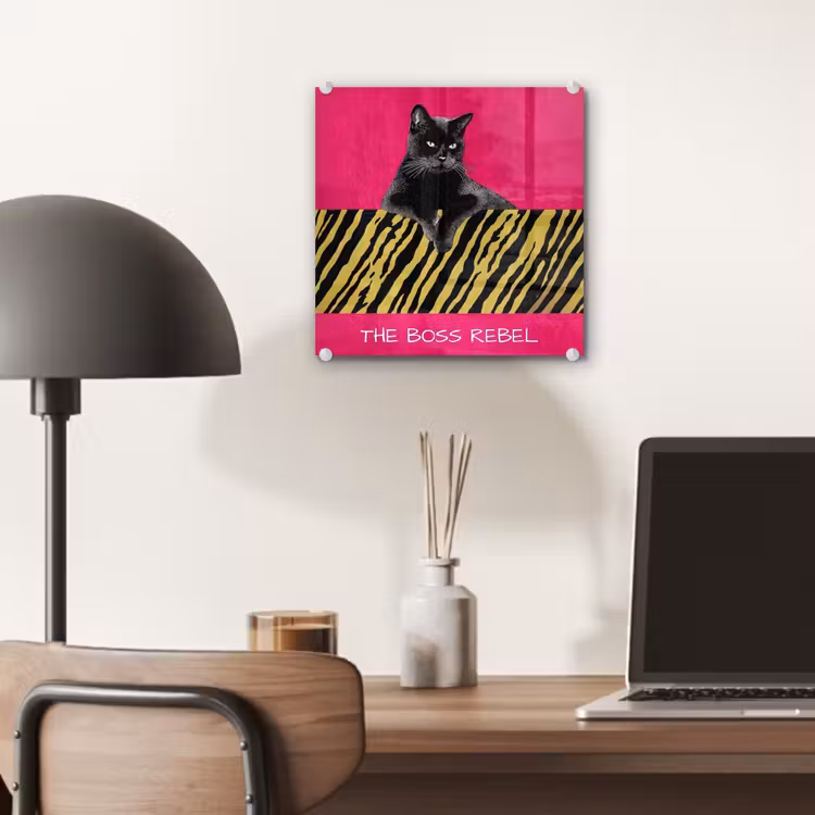 Kat - Baas - Roze - Tijgerprint plexiglas 5mm klein -sfeer6