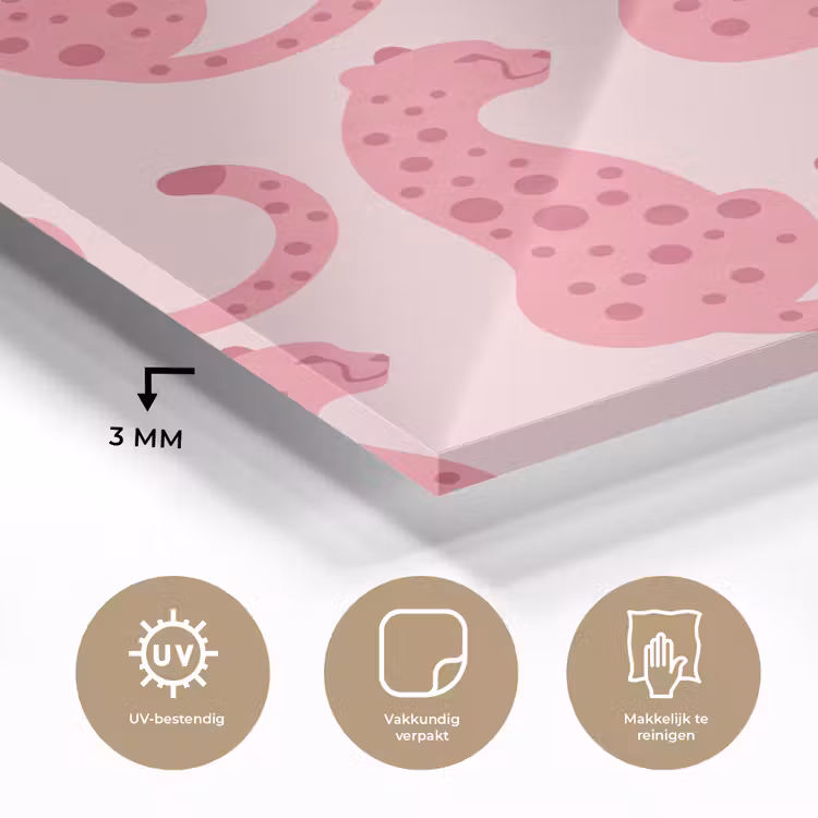 Kat - Gevlekt - Dieren - Patroon - Roze plexiglas 5mm klein -sfeer2
