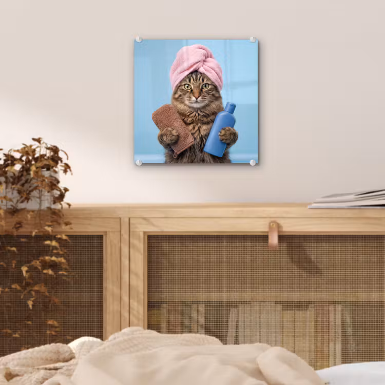 Kat - Handdoek - Washand - Zeep plexiglas 5mm klein -sfeer4
