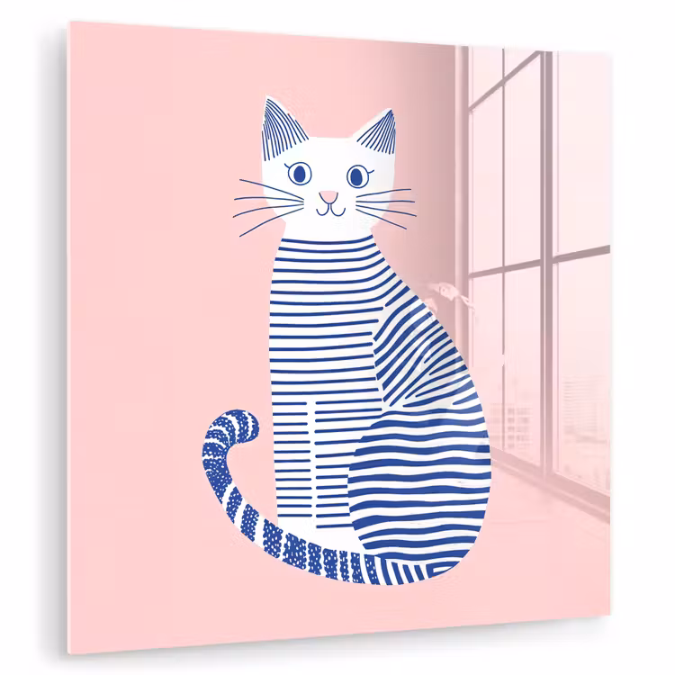Kat - Illustratie - Minimalistisch - Roze plexiglas 5mm klein -zzzproduct_nieuw