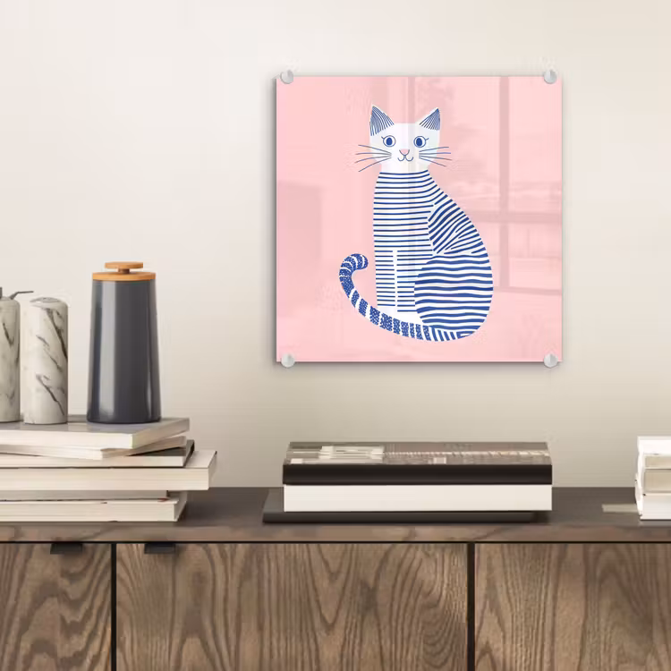 Kat - Illustratie - Minimalistisch - Roze plexiglas 5mm klein -sfeer1