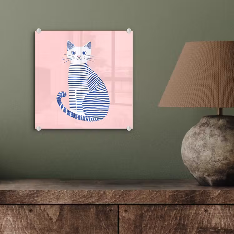 Kat - Illustratie - Minimalistisch - Roze plexiglas 5mm klein -sfeer3