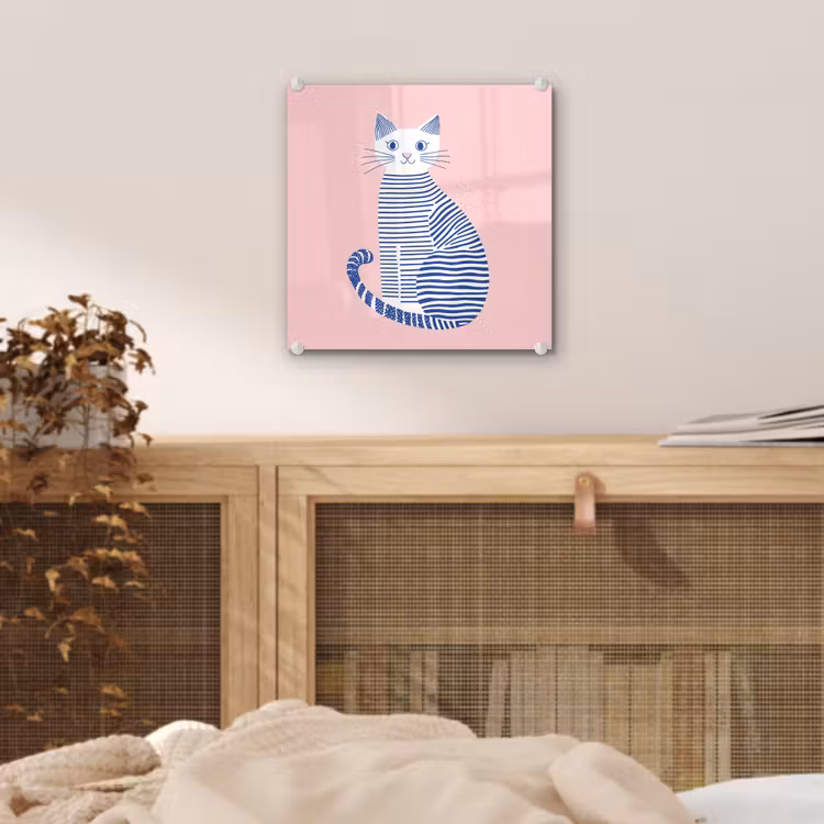 Kat - Illustratie - Minimalistisch - Roze plexiglas 5mm klein -sfeer4