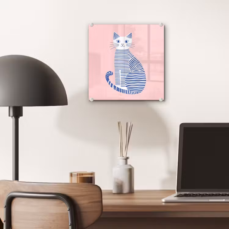 Kat - Illustratie - Minimalistisch - Roze plexiglas 5mm klein -sfeer6
