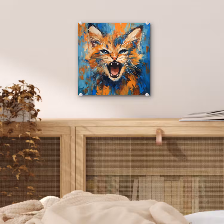 Kat - Kleurrijk - Oranje - Blauw plexiglas 5mm klein -sfeer4