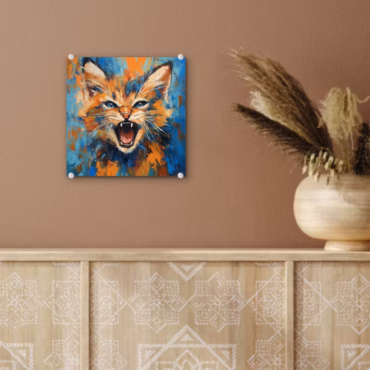 Kat - Kleurrijk - Oranje - Blauw plexiglas 5mm klein -sfeer5
