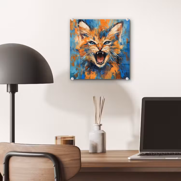 Kat - Kleurrijk - Oranje - Blauw plexiglas 5mm klein -sfeer6