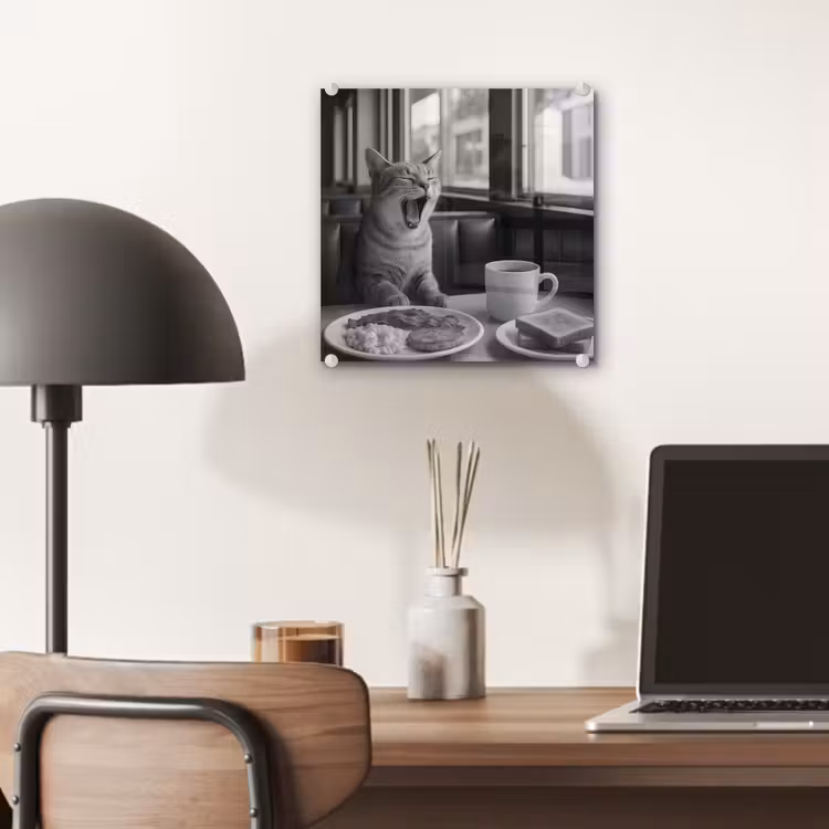 Kat - Koffie - Brood - Zwart plexiglas 5mm klein -sfeer6