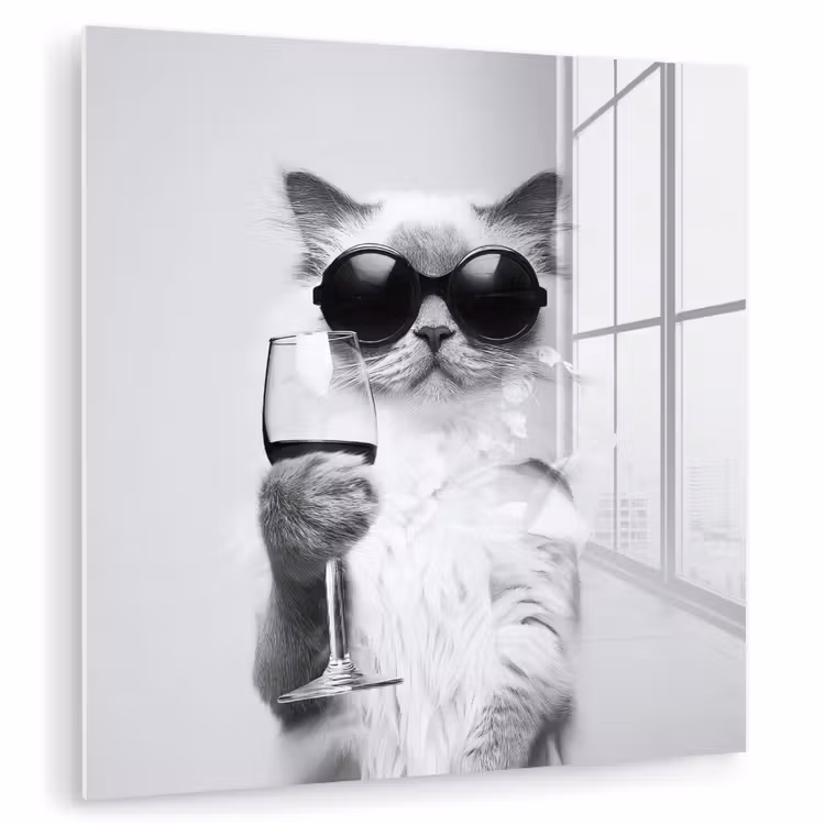 Kat - Zonnebril - Wijnglas - Langharig plexiglas 5mm klein -zzzproduct_nieuw