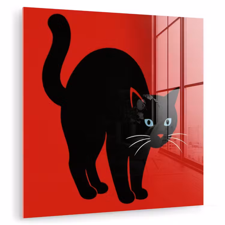 Kat - Zwart - Staart plexiglas 5mm klein -zzzproduct_nieuw