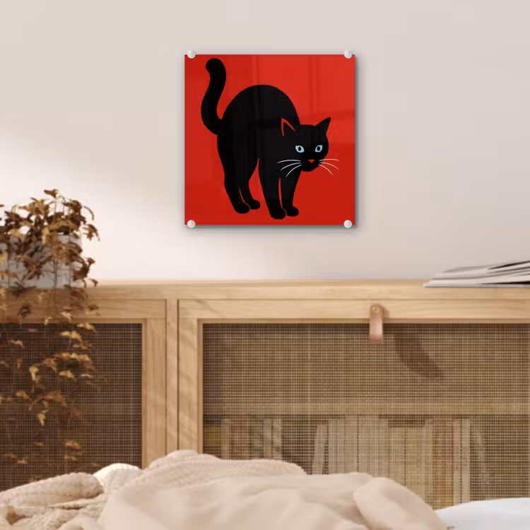 Kat - Zwart - Staart plexiglas 5mm klein -sfeer4