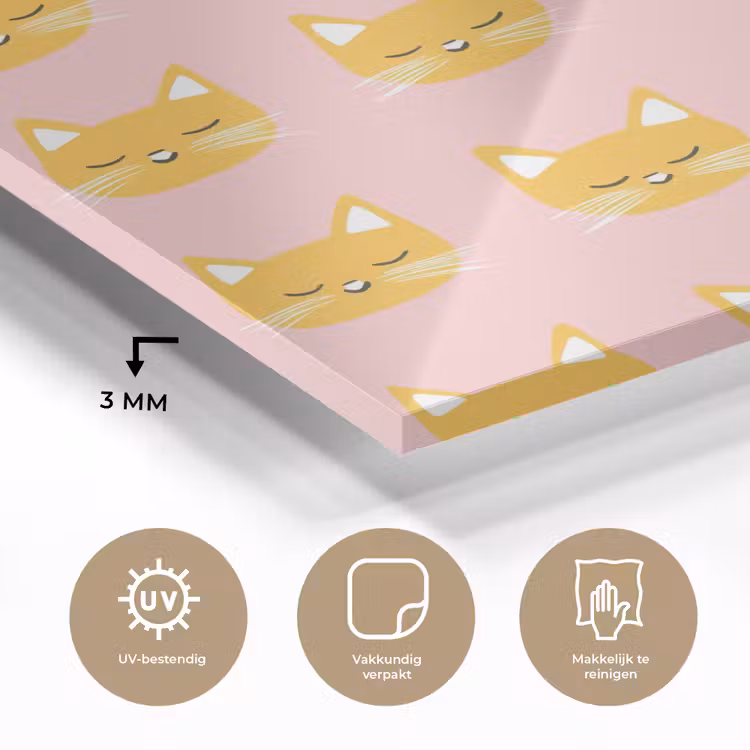 Katten - Patroon - Roze plexiglas 5mm klein 11 -sfeer2