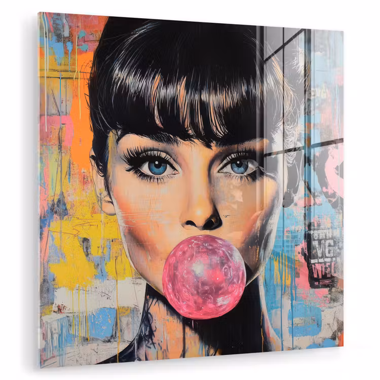 Kauwgom - Vrouw - Penseelstreken - Modern plexiglas 5mm klein -zzzproduct_nieuw