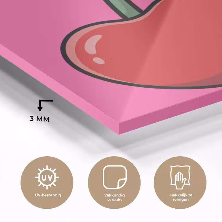 Kers - Roze - Fruit plexiglas 5mm klein -sfeer2