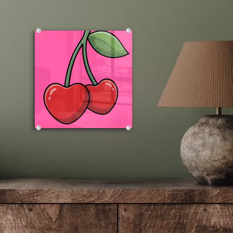 Kers - Roze - Fruit plexiglas 5mm klein -sfeer3