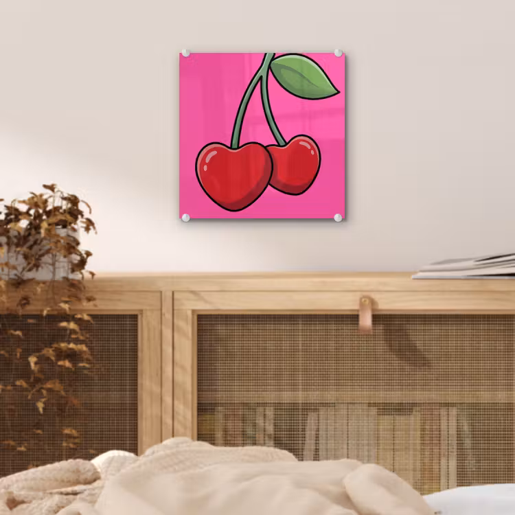 Kers - Roze - Fruit plexiglas 5mm klein -sfeer4