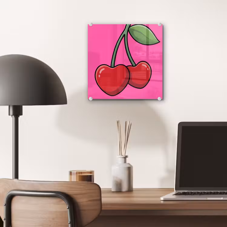 Kers - Roze - Fruit plexiglas 5mm klein -sfeer6
