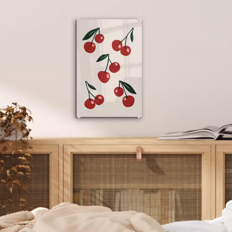 Kersen - Blaadjes - Rood plexiglas 5mm klein -sfeer4