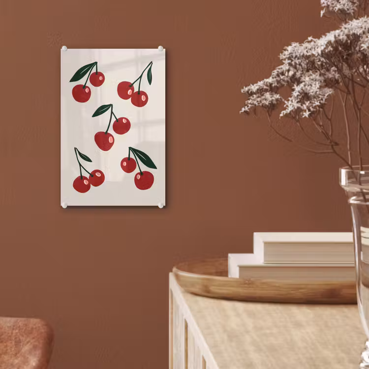 Kersen - Blaadjes - Rood plexiglas 5mm klein -sfeer5