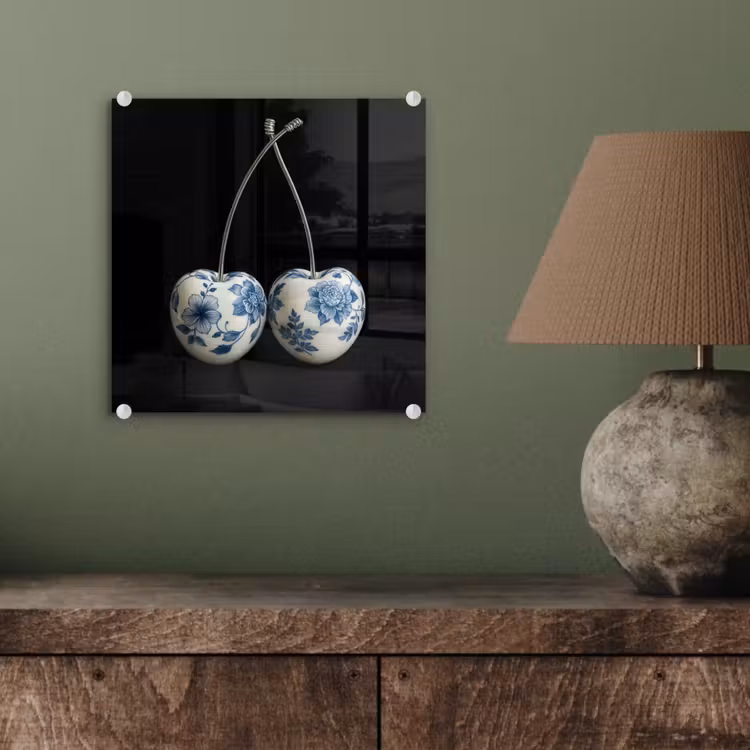 Kersen - Delfts blauw - Fruit plexiglas 5mm klein -sfeer3