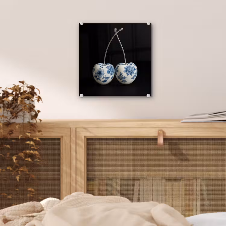 Kersen - Delfts blauw - Fruit plexiglas 5mm klein -sfeer4