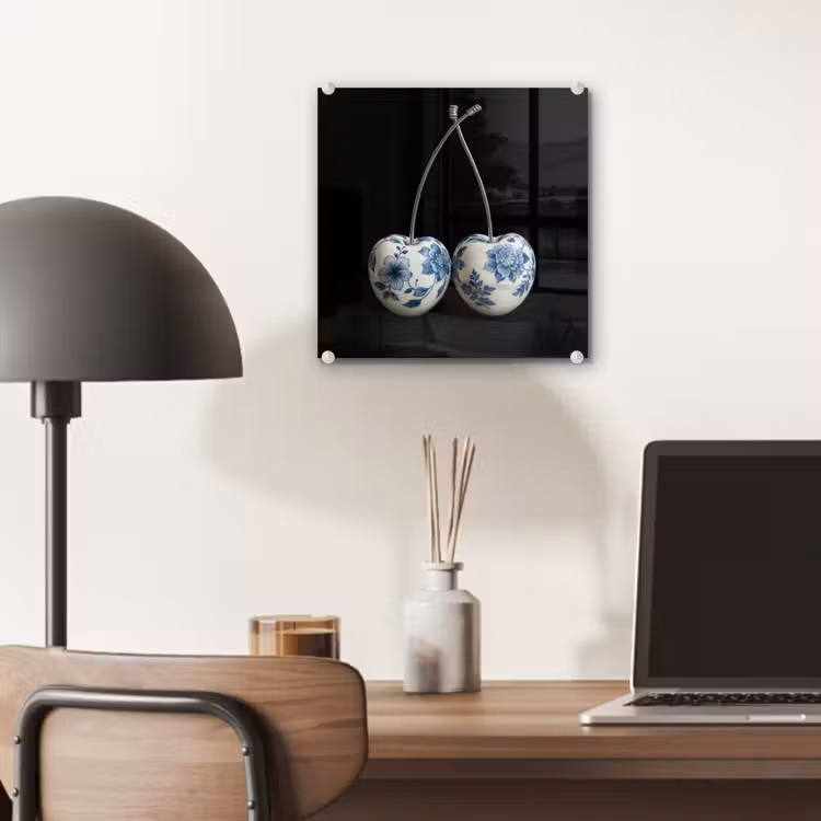 Kersen - Delfts blauw - Fruit plexiglas 5mm klein -sfeer6