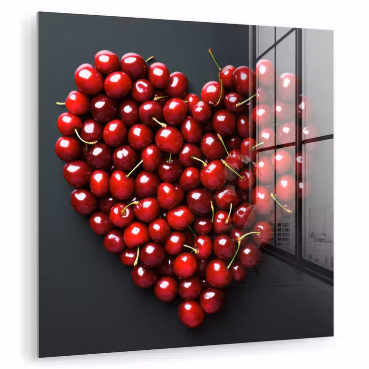 Kersen - Hart - Rood - Zwart plexiglas 5mm klein -zzzproduct_nieuw