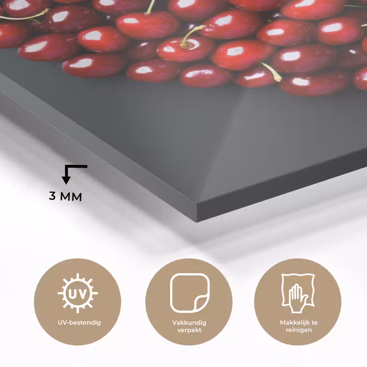 Kersen - Hart - Rood - Zwart plexiglas 5mm klein -sfeer2