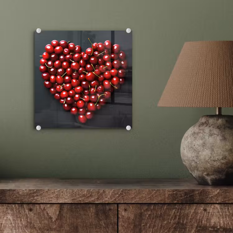 Kersen - Hart - Rood - Zwart plexiglas 5mm klein -sfeer3