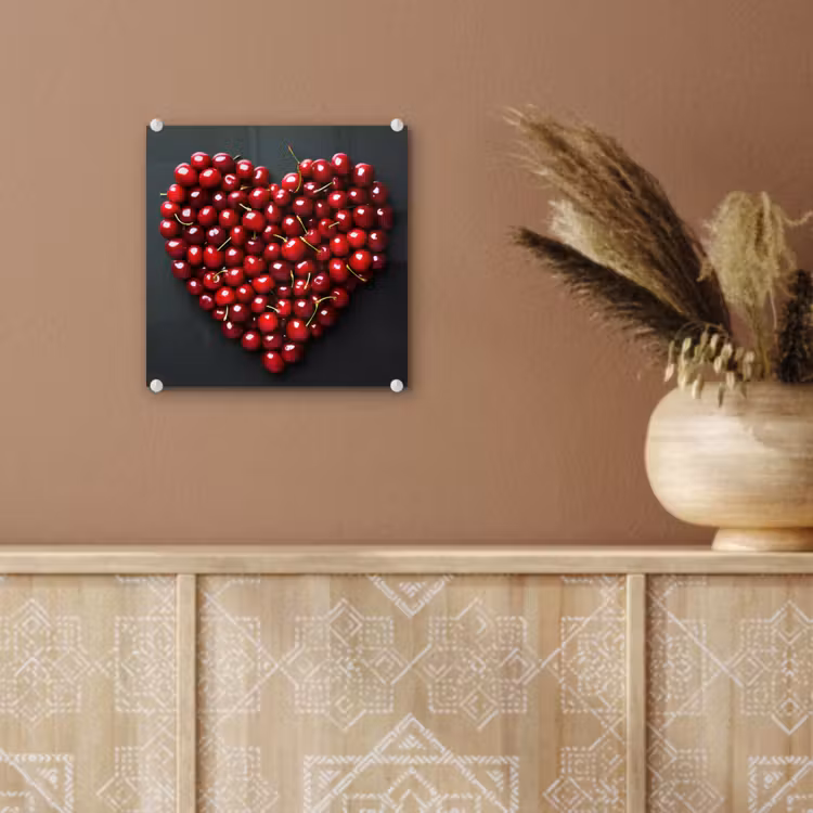 Kersen - Hart - Rood - Zwart plexiglas 5mm klein -sfeer5