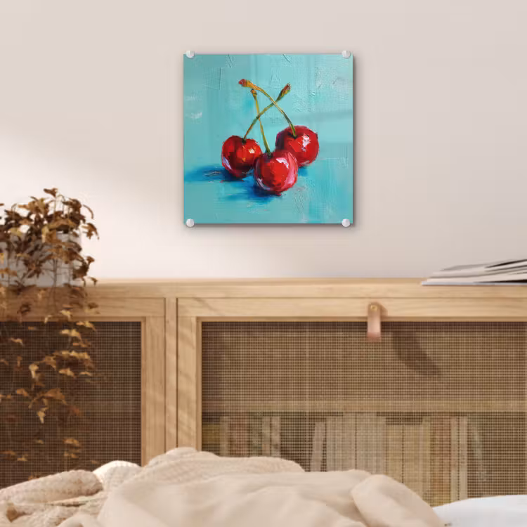 Kersen - Rood - Drie - Geverfd plexiglas 5mm klein -sfeer4