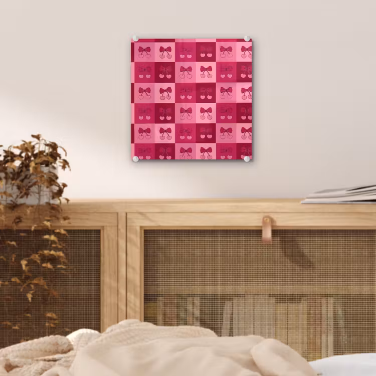 Kersen - Strikjes - Speels - Roze - Bordeaux plexiglas 5mm klein 11 -sfeer4