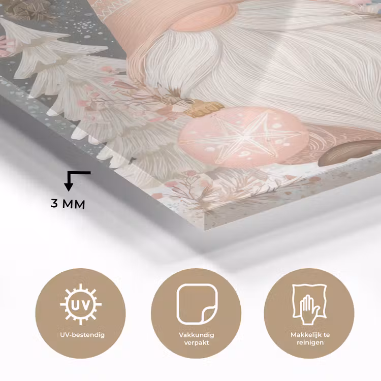Kerst - Gnomen - Pastel plexiglas 5mm klein -sfeer2