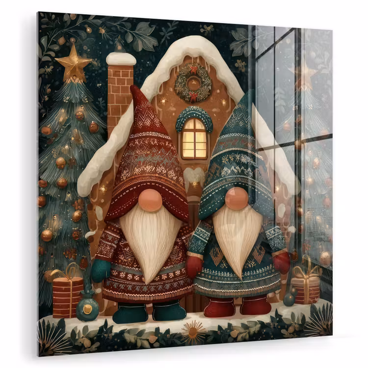 Kerst - Gnomen - Peperkoekhuisje - Rood - Groen plexiglas 5mm klein -zzzproduct_nieuw