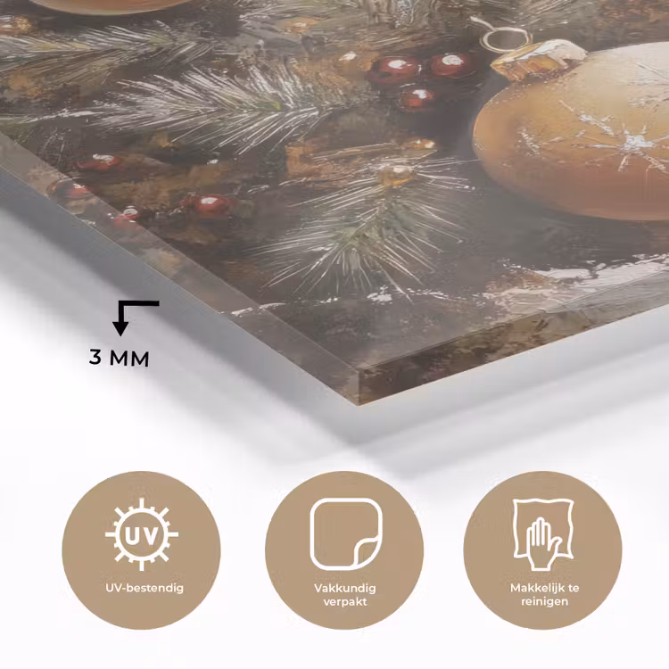 Kerst - Kerstballen - Beige - Goud plexiglas 5mm klein -sfeer2