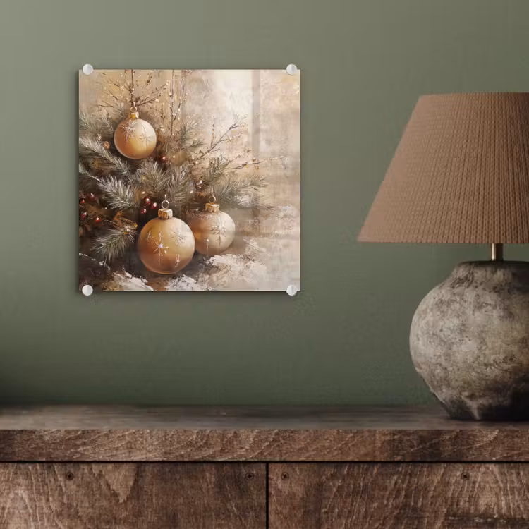 Kerst - Kerstballen - Beige - Goud plexiglas 5mm klein -sfeer3