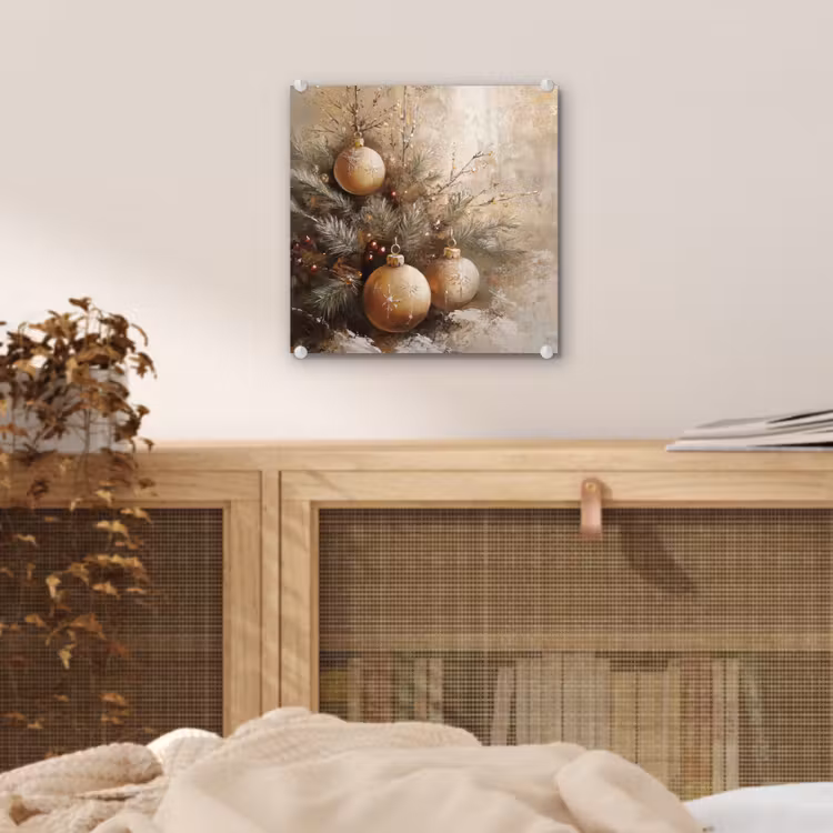 Kerst - Kerstballen - Beige - Goud plexiglas 5mm klein -sfeer4