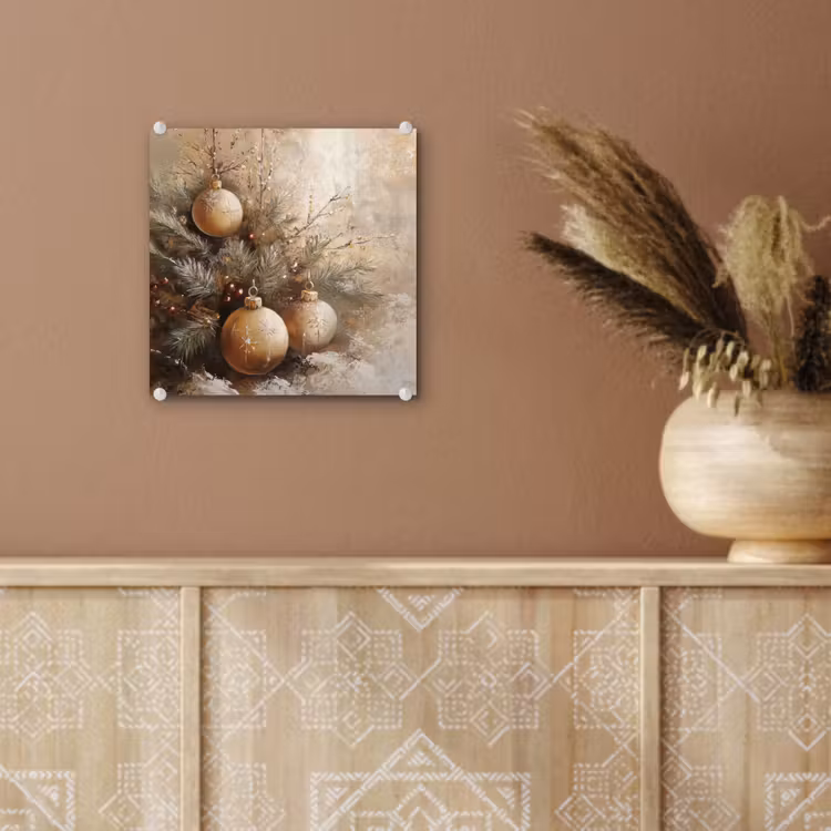 Kerst - Kerstballen - Beige - Goud plexiglas 5mm klein -sfeer5